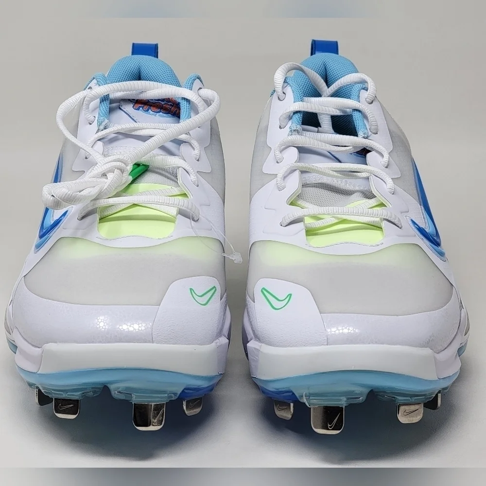 Nike Force Trout 9 Pro Cleats White/Barely Volt/Blue FQ7941-100 Men Size 7.5 New
